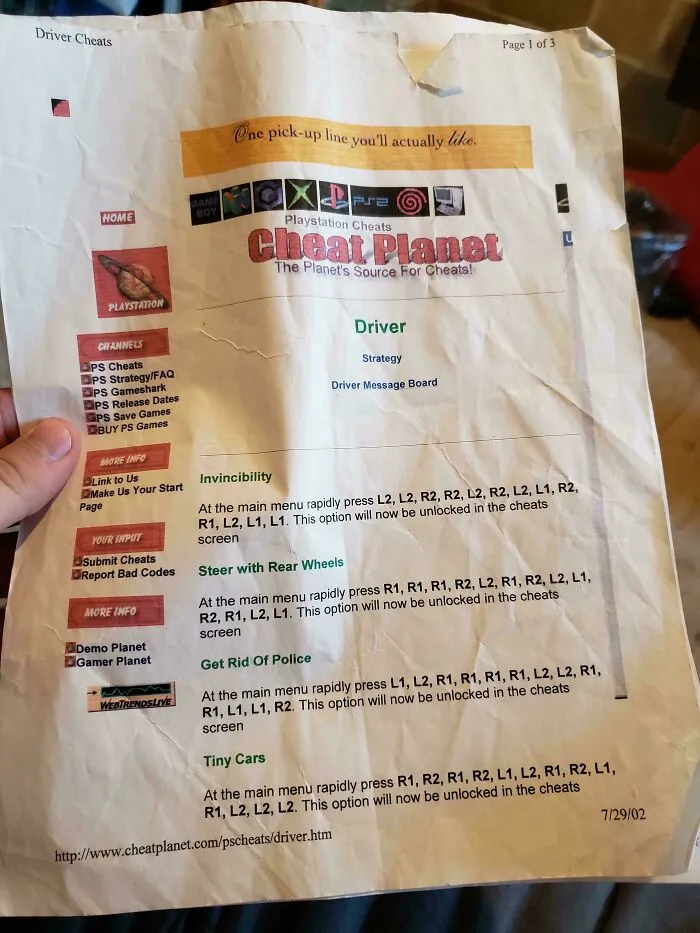Printing Out Cheat Codes From The Internet