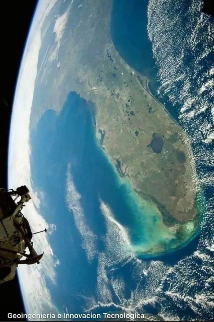 An aerial view of Florida from space, revealing a cloud formation that resembles a penis, one of the internet's fascinating finds.