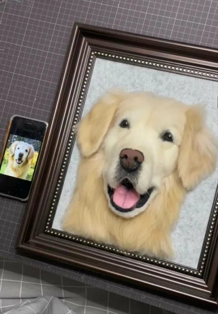 I Tried To Recreate This Golden’s Smile In Wool—did I Capture The Joy?