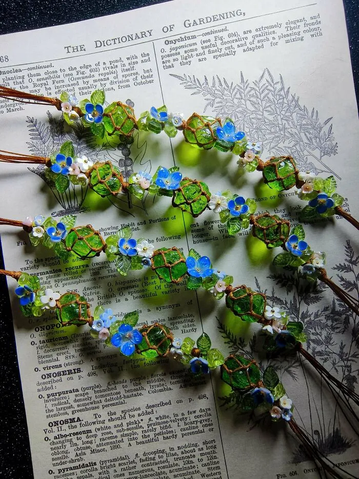 I Wove Some Bracelets Using Crystals And Waxed Cord. Don’t They Look Like Vines Trying Their Best To Grow?