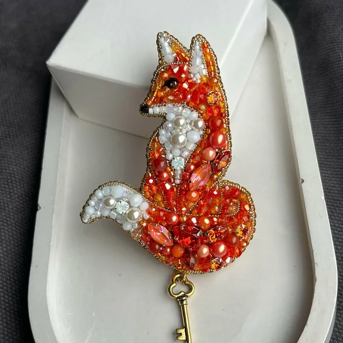 Fox Brooch, Which I Embroidered From Beads With My Own Hands