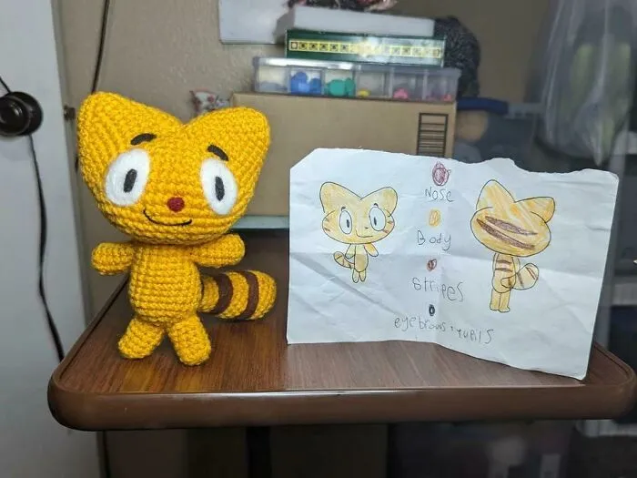 I Crocheted My Little Sister's Drawing For Her 11th Birthday