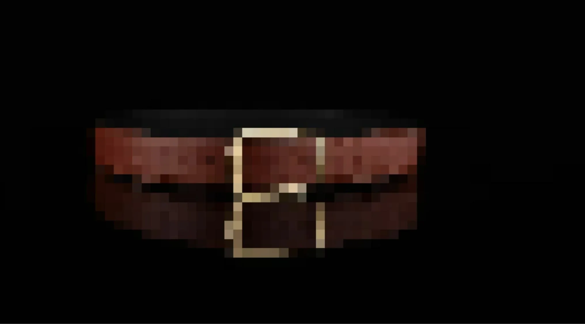 Distorted and glitched image of a brown belt, guess what object this is.