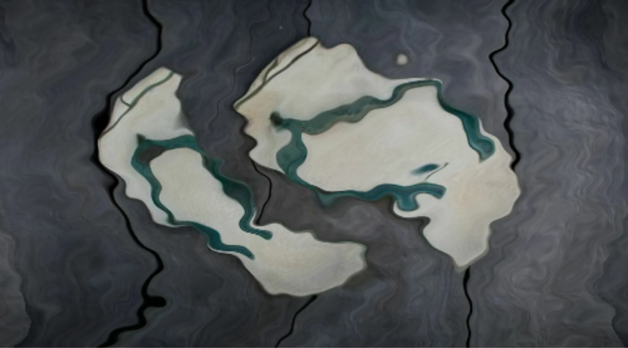 Distorted and glitched image of a map, guess the object from the image.
