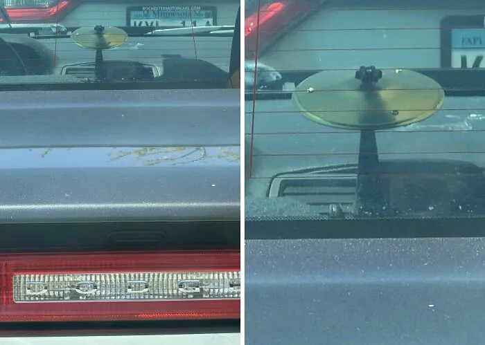 What Is This? A Cymbal In His Car?