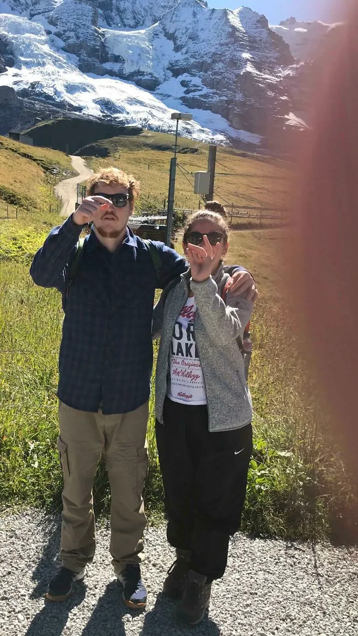 Trying To Explain To The 70 Year Old Swiss Man Who Offered To Take Our Pic That His Finger Was Covering The Lens