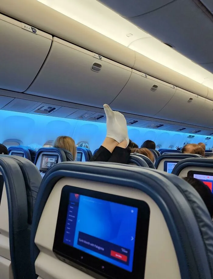 Putting Your Smelly Feet On The Headrest During A Flight. The Air Vent Was Blasting And Wofted The Scent Through The Plane