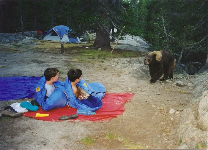 My Brother, A Bear, And I On Our First Backpacking Trip About 12 Years Ago