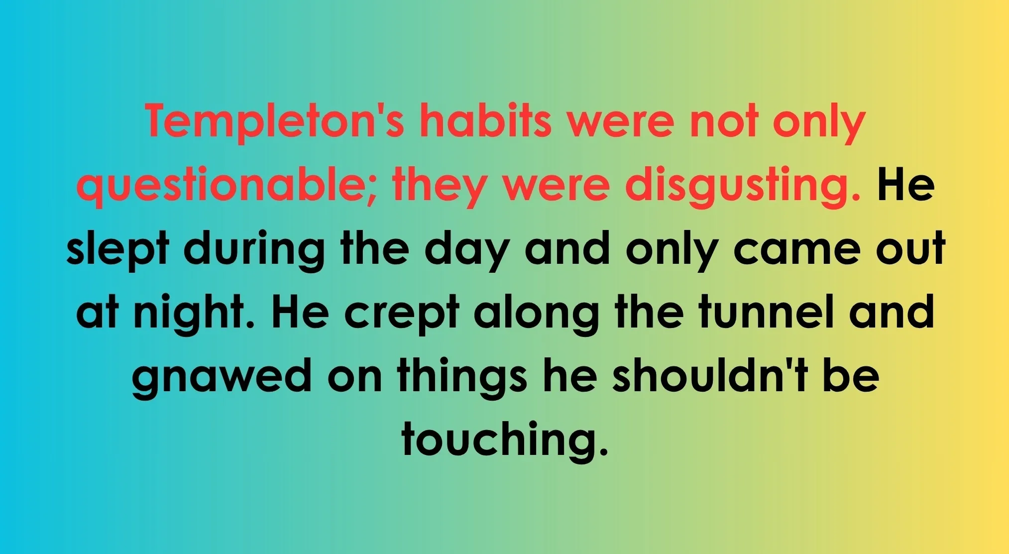 SAT Exam trivia text about Templeton's habits and a follow-up sentence about his daily routine.