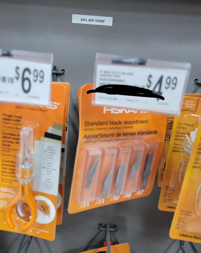 This Sign Above The Blades At A Craftstore