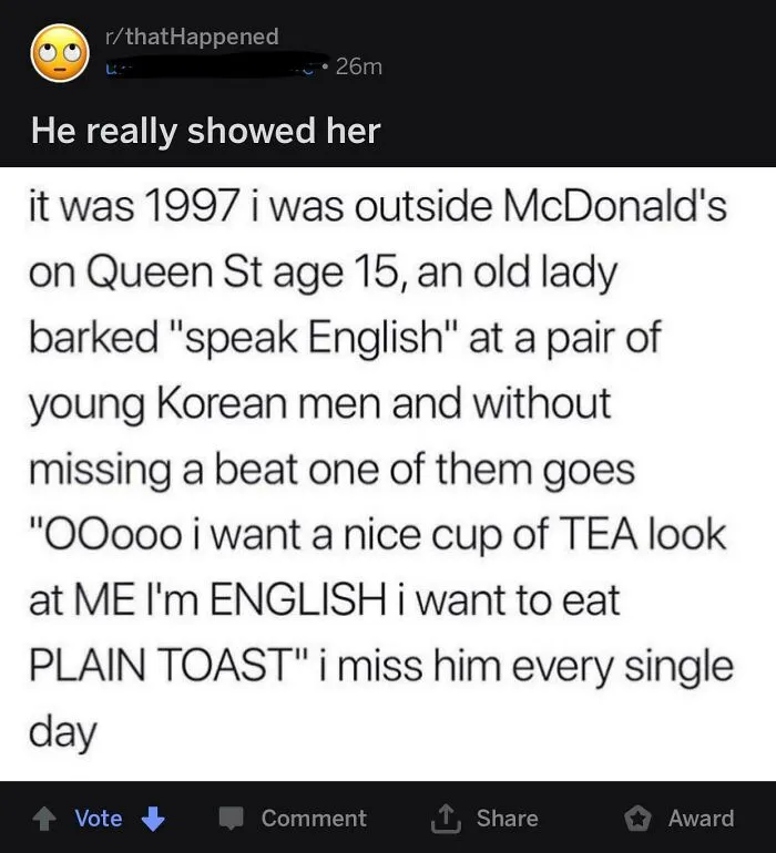 Because No One Ever Has A Witty Comeback To A Racist Comment