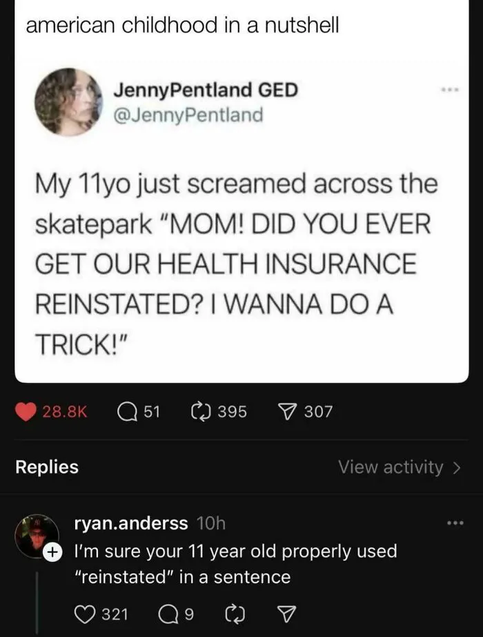 A tweet where a person calls out another for lying about an 11-year-old using sophisticated vocabulary.