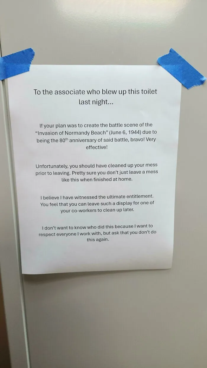 Note Left On Bathroom Stall At Work