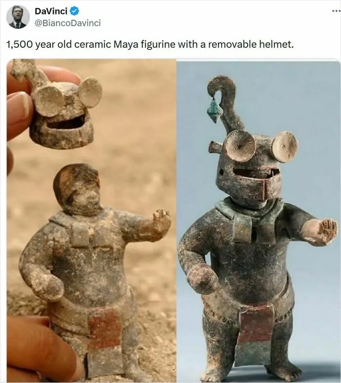 1,500 Year Old Ceramic Maya Figurine With A Removable Helmet