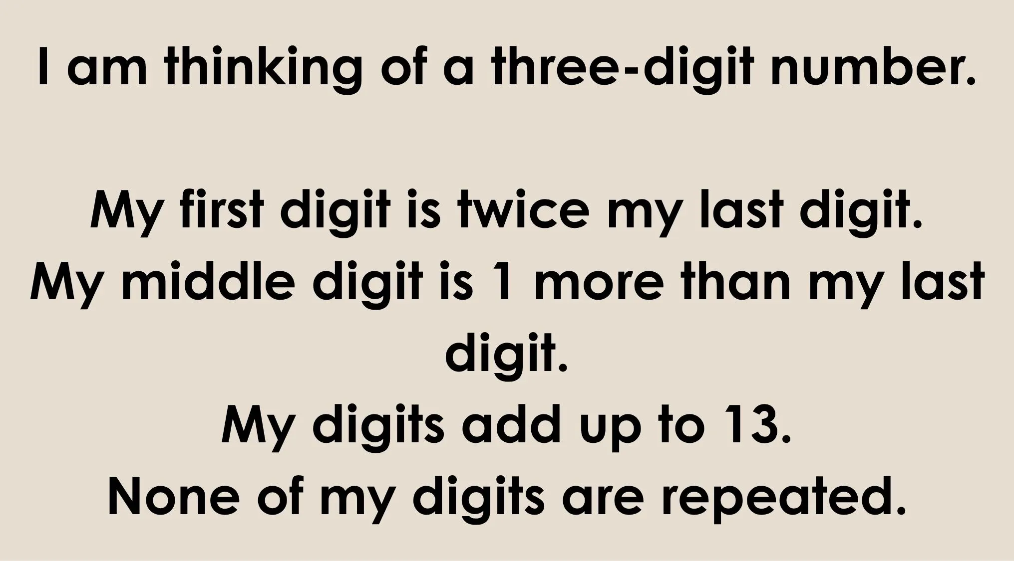 A three-digit number riddle is shown. This is a one percent club test, a 1% club question.