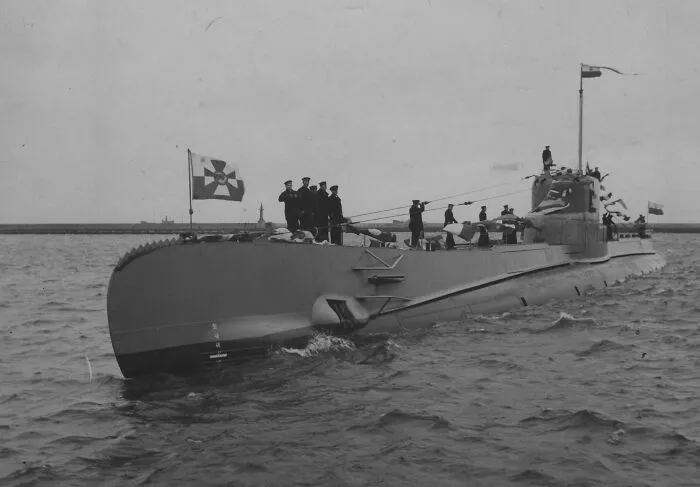 Polish Submarine Orp Orzeł, The Lead Ship Of Her Class, At Sea. 10 February, 1939