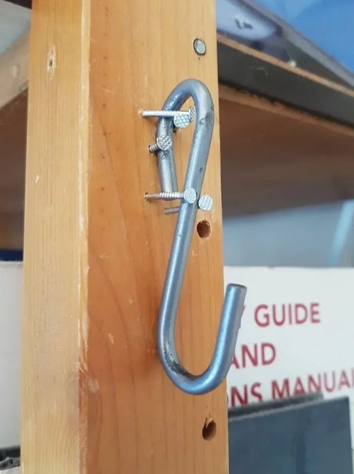 Had No Normal Hooks, Only An S-Hook And Some Nails
