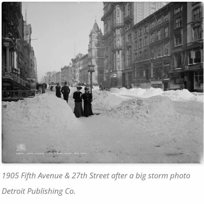 1905 Fifth Avenue & 27th Street after a big storm, a rare and fascinating photo of American history.