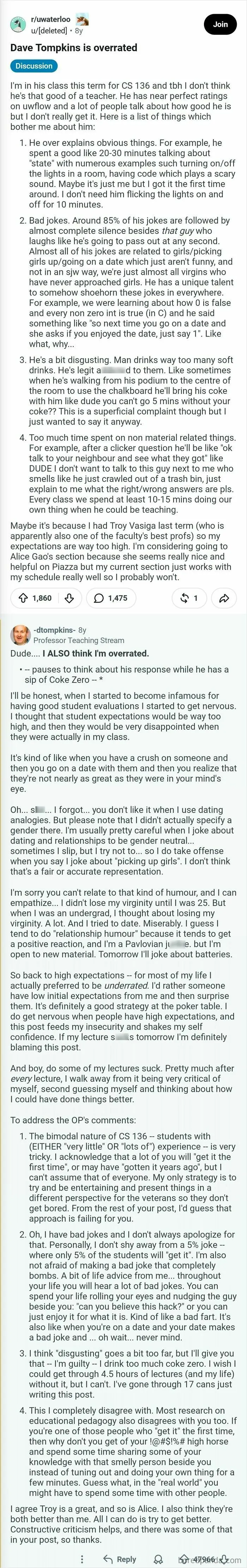 Professor Reply To Student Complain About His Class