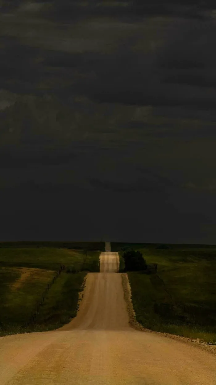 Disappearing Light On A Ghost Road In Kansas