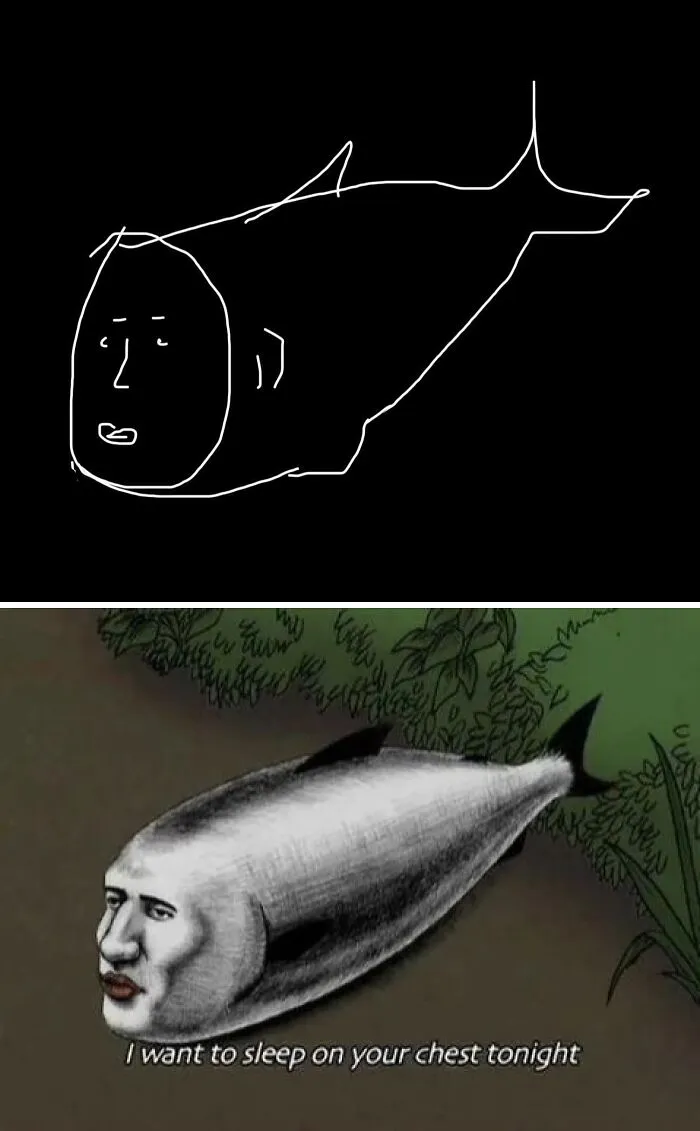 Manly Cartoon Fish Singing A Love Song