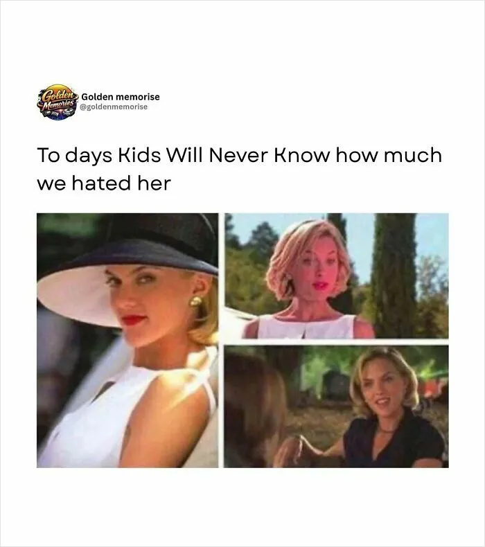 Three images of a woman, Susan from Desperate Housewives, evoking strong opinions and golden memories from 90s posts.