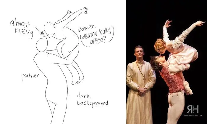 Help Me Find This Painting Of A Person Holding Up A Woman With Her Arms Behind Her In The Air Against A Dark Background