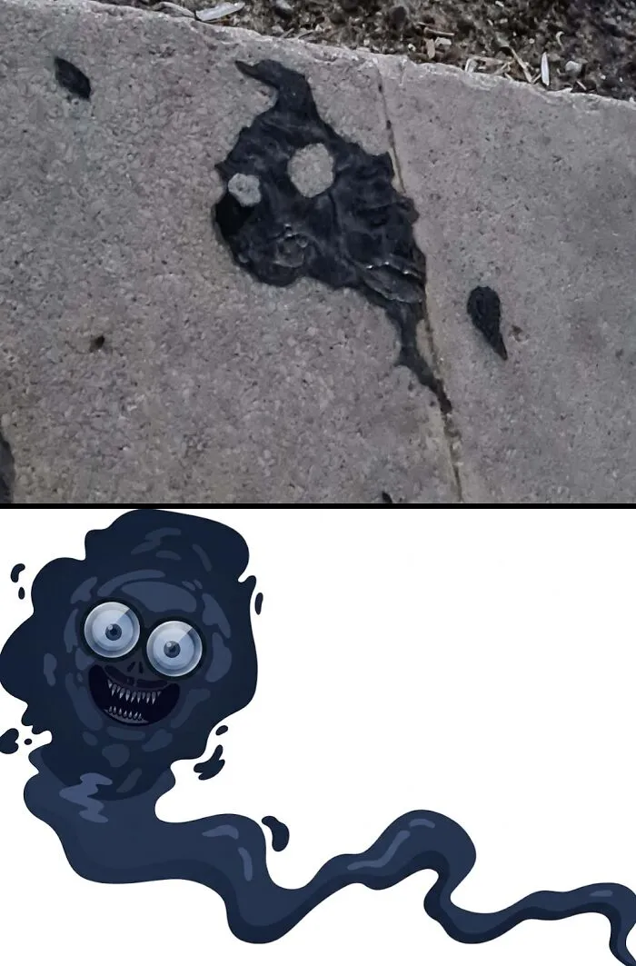 ¿A qué personaje se parece esta mancha en la acera?
