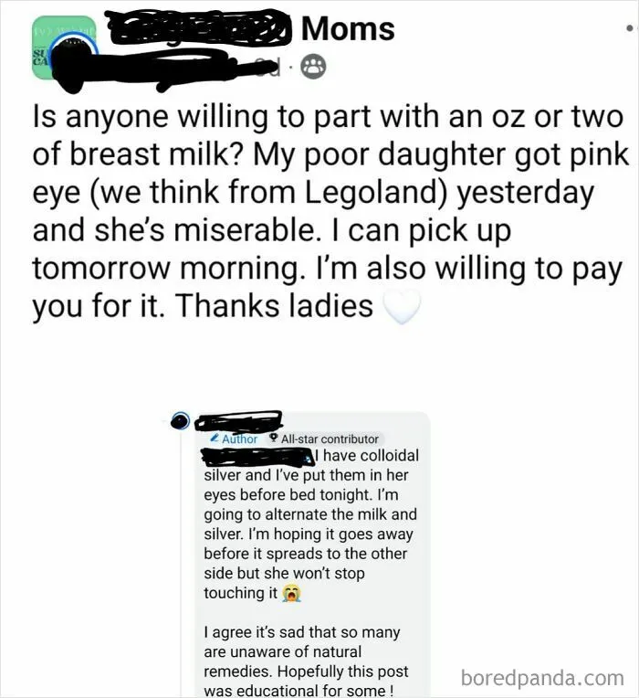 Iso Porch Pickup Breast Milk From Stranger To Treat Toddler's Pink Eye. Don't Worry She Is Going To Alternate Colloidal Silver