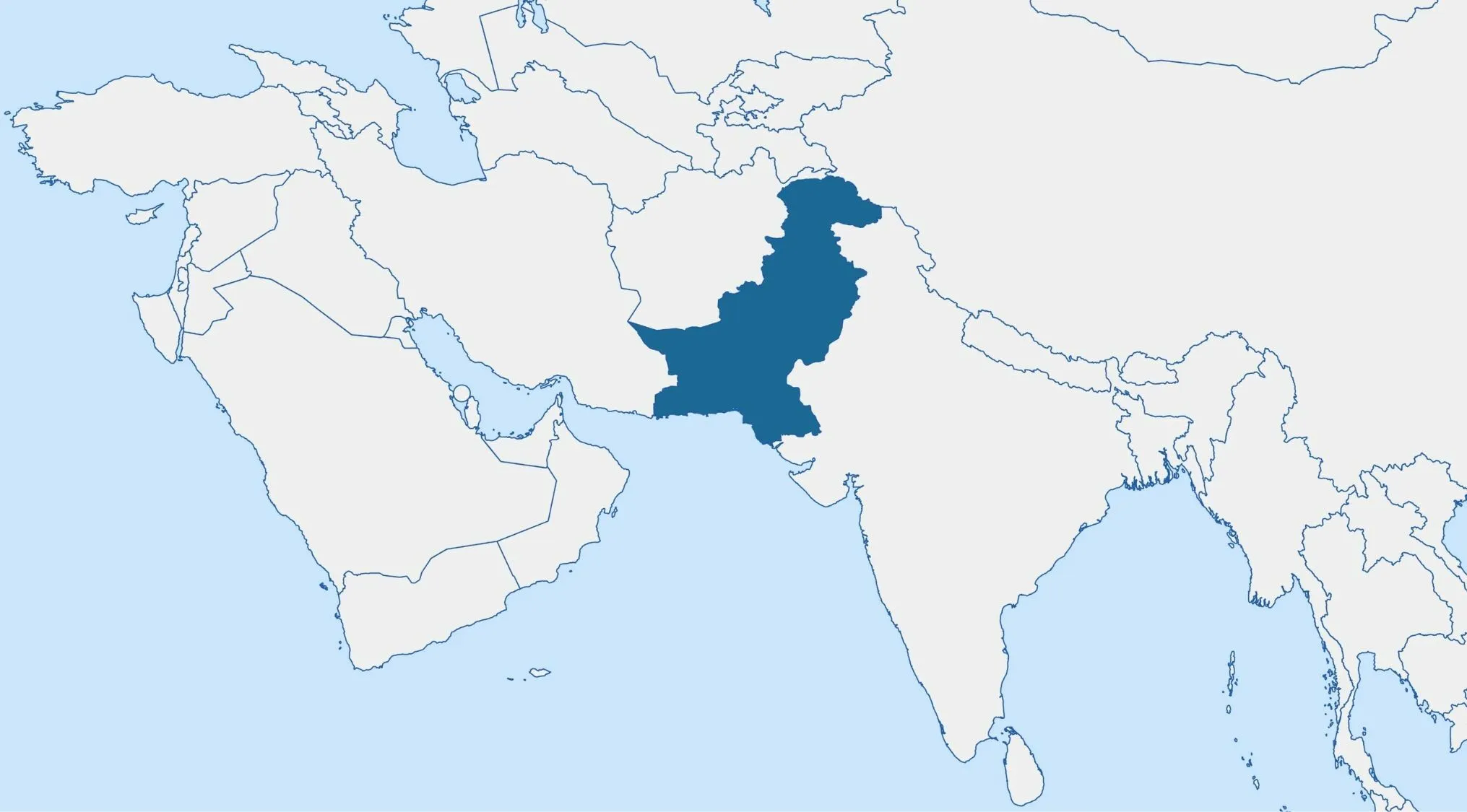 A map of Asian countries with one highlighted in blue, representing a geography minefield and spotting what is wrong.