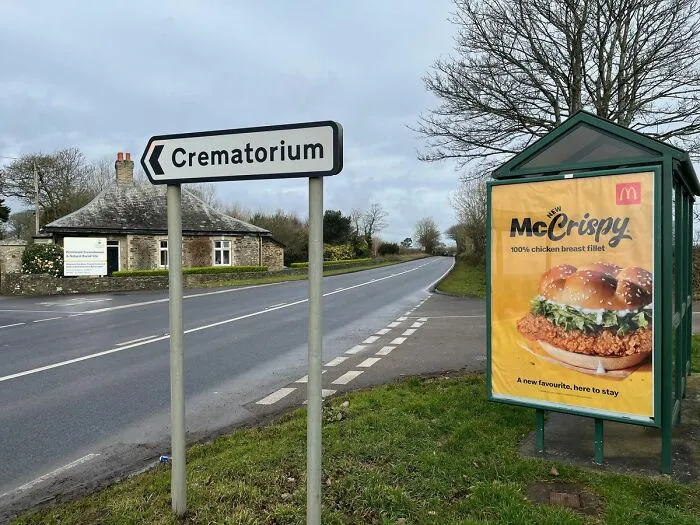 McDonald's Agree To Take Down 'Mccrispy' Advertising Billboard That Was Erected Next To Sign For Local Crematorium