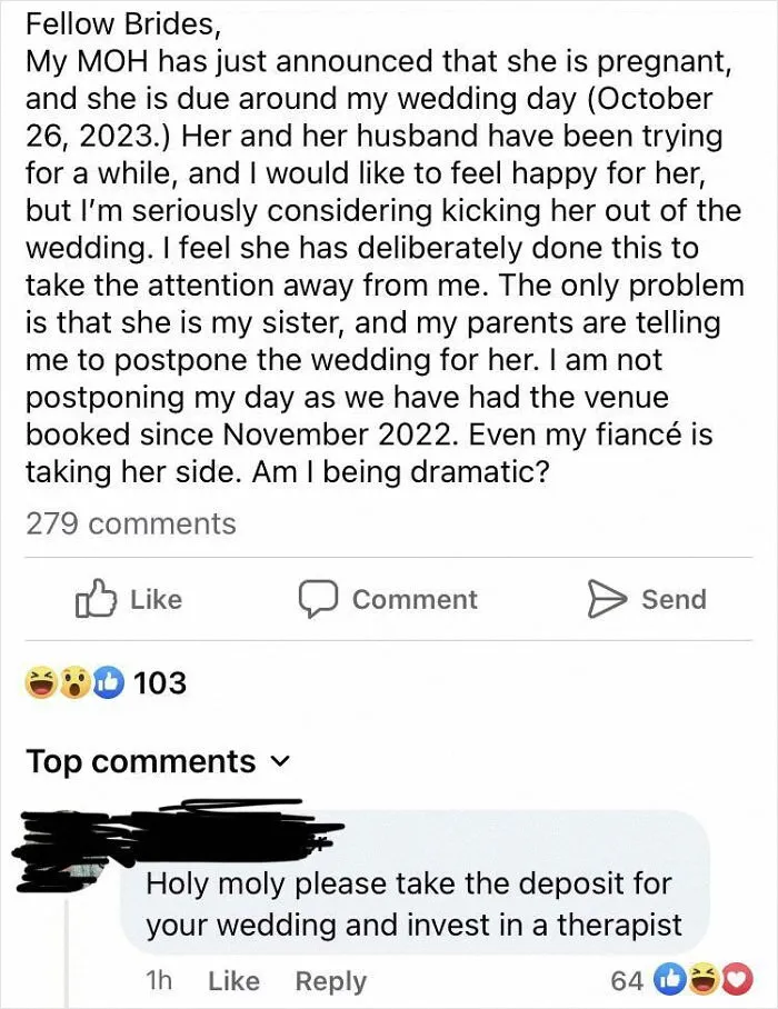 Pregnant Sister Obviously Got Pregnant On Purpose To Ruin The Wedding … 🙄