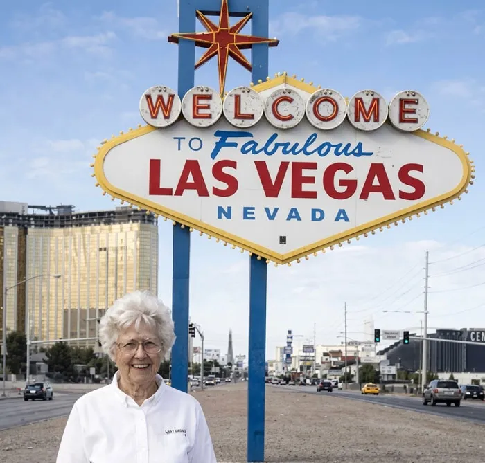 Betty Willis In 1998, Standing In Front Of The Iconic Las Vegas Sign She Designed In 1959