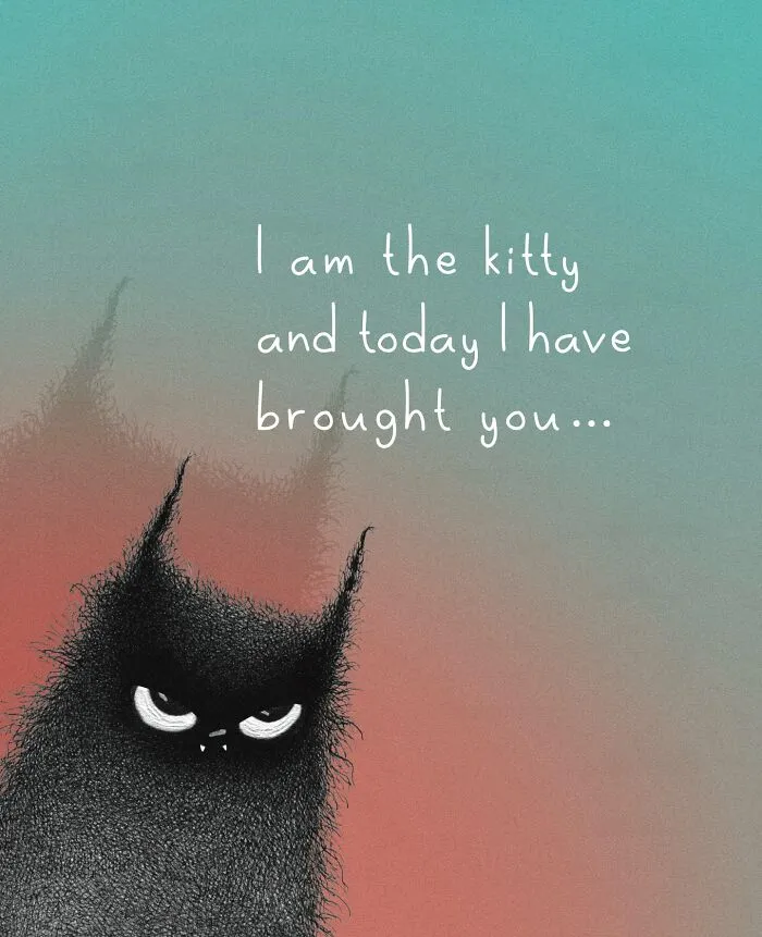 Illustration of a cat, partially visible, with an expression of bringing something, showcasing cat behavior.