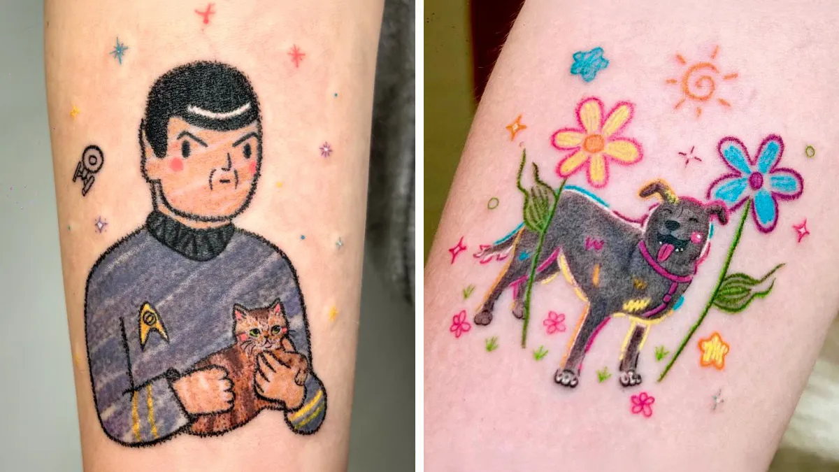 30 Tattoos By This Artist That Look Like They Were Scribbled With Pastel Crayons