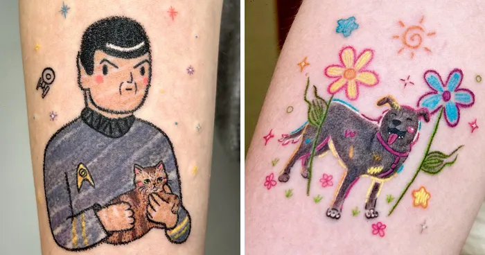 30 Tattoos By This Artist That Look Like They Were Scribbled With Pastel Crayons