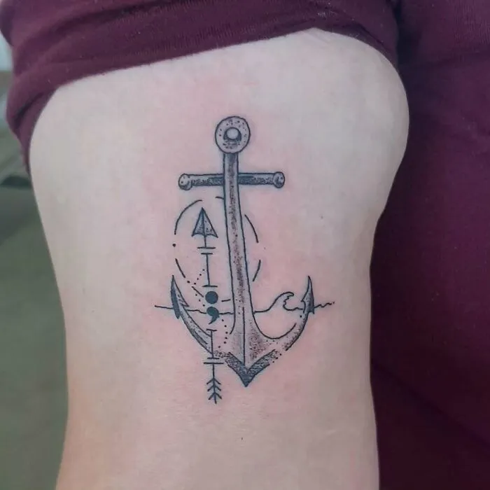 Anchor Semicolon Tattoo