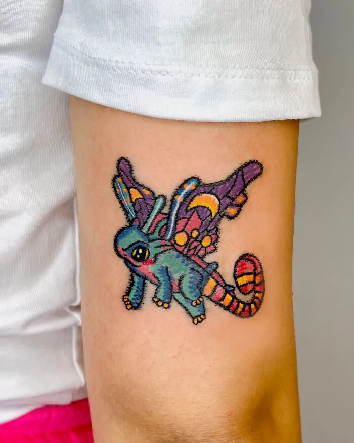 30 Tattoos By This Artist That Look Like They Were Scribbled With Pastel Crayons