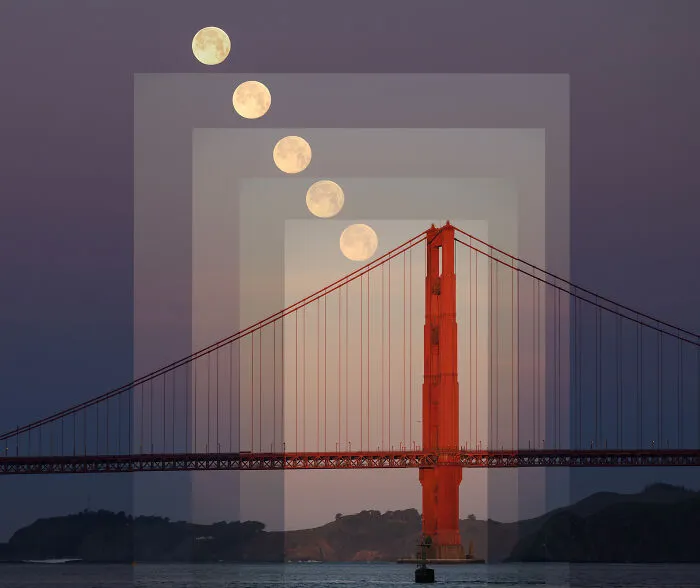 “Fifteen Minutes Of Moonset And Sunrise Over The Golden Gate” By Fredric Walder