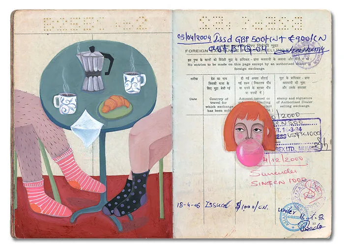 16 Beautiful Paintings Created Inside This Artist's Late Father's Passport