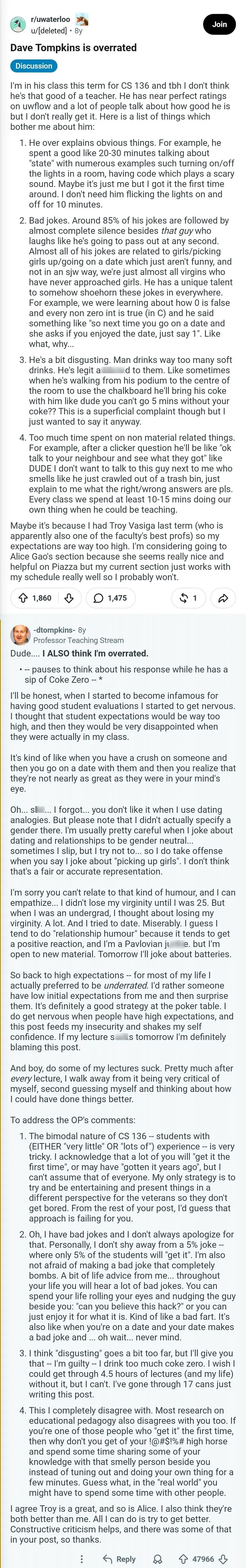 Professor Reply To Student Complain About His Class