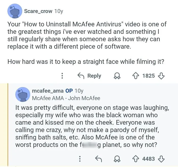 John Mcafee Calls Mcafee Anti-Virus "One Of The Worst Products On The Fucking Planet
