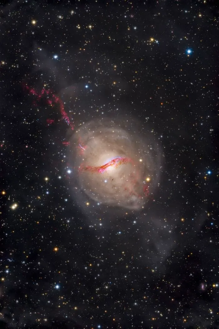 Ghostly Shells And Blazing Jets By Jarrod Koh: Deep Sky Honorable Mention