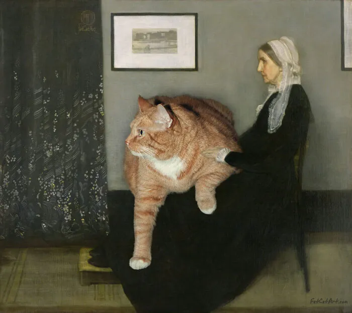 “Whistler's Mother With The Cat”