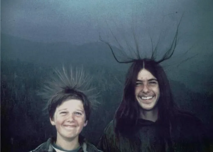 Two Brothers Pose For A Picture At Sequoia National Park Two Seconds Before Being Struck By Lightning