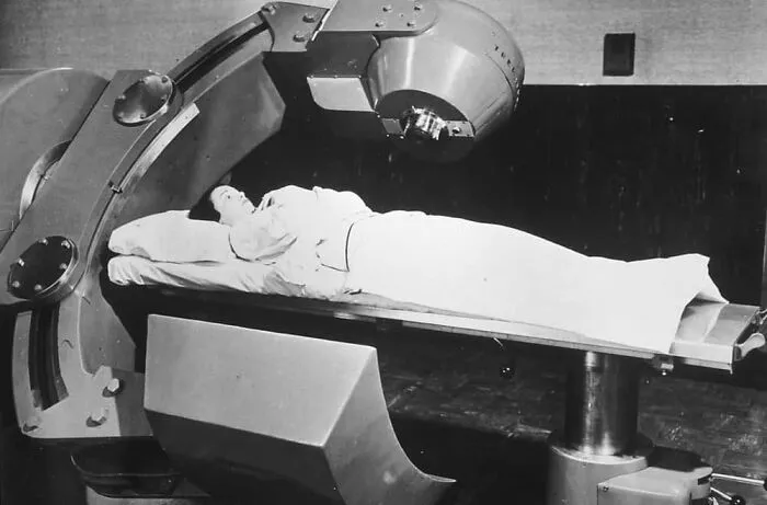 Woman Receiving Cobalt 60 Cancer Therapy, 1950s