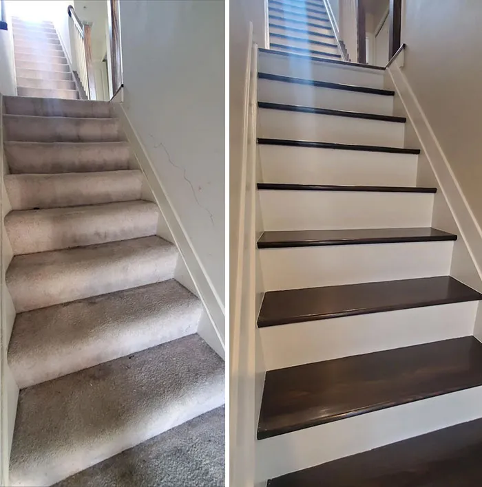 Carpeted Pine Stairs → Sanded And Stained Wood (First Woodworking Project From Start To Finish)