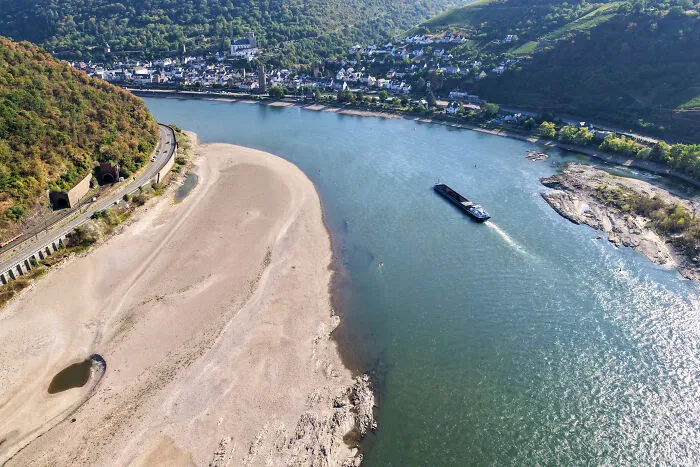 Low Water Levels On River Rhine Disrupts Cargo