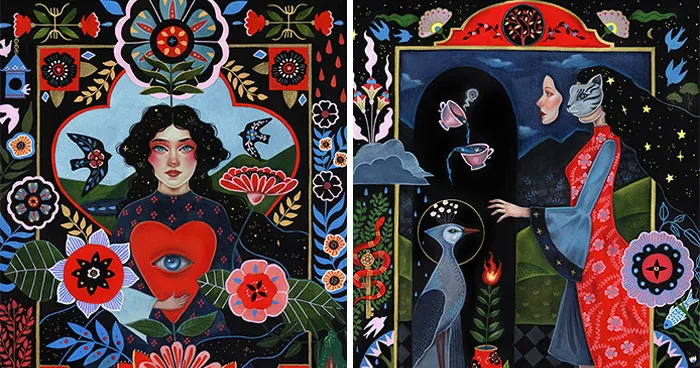 24 Enchanting Artworks By Aunia Kahn That Invite You Into A World Of Folk Art And Symbols
