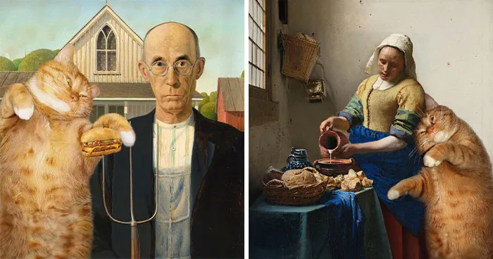 This Artist Inserts Her Fat Orange Cat Into Famous Paintings, And He Fits Right In (42 New Pics)